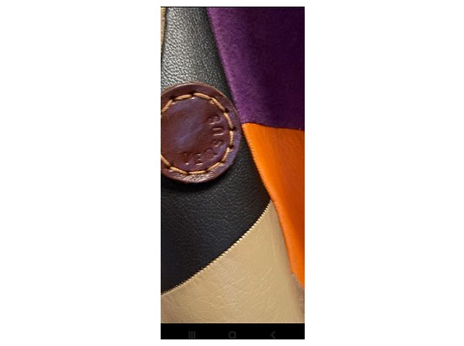 Versus Multicolored Patchwork Leather Coat with Fur Collar Multiple colors - view 8