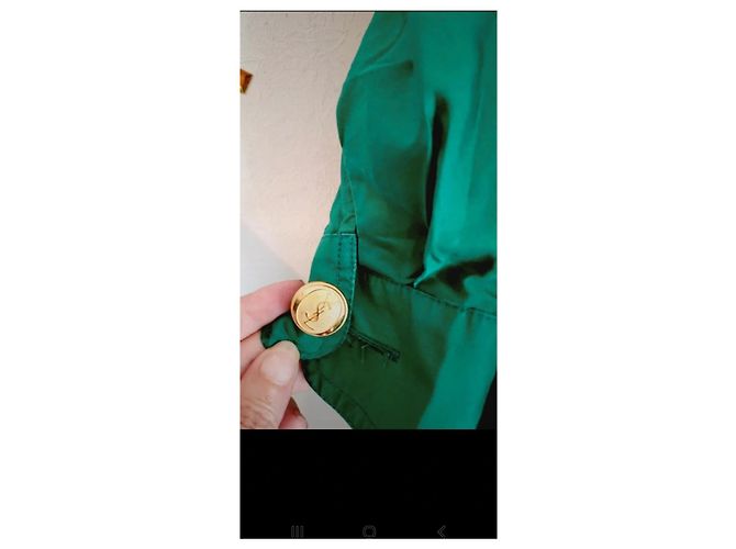 Gabardina Yves Saint Laurent Verde Claro Algodón - vista 10
