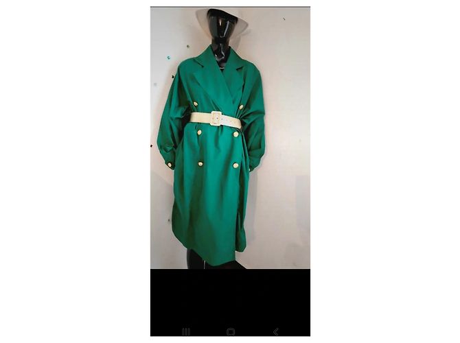 Gabardina Yves Saint Laurent Verde Claro Algodón - vista 12
