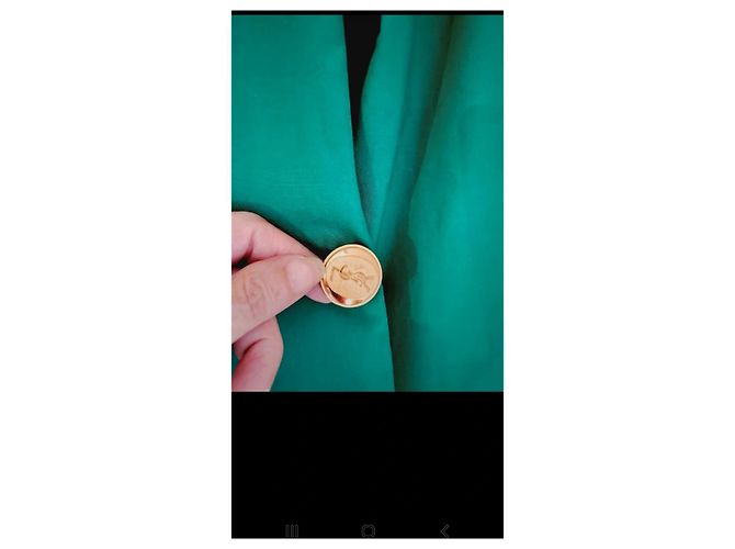 Gabardina Yves Saint Laurent Verde Claro Algodón - vista 6