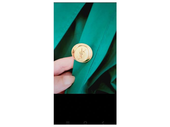 Gabardina Yves Saint Laurent Verde Claro Algodón - vista 7
