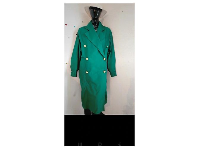 Gabardina Yves Saint Laurent Verde Claro Algodón - vista 9