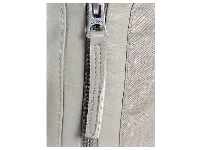 Autre Marque Lucky Brand kurze Jacke grau aus Baumwolle und Lammleder Größe 38 - Ansicht 3