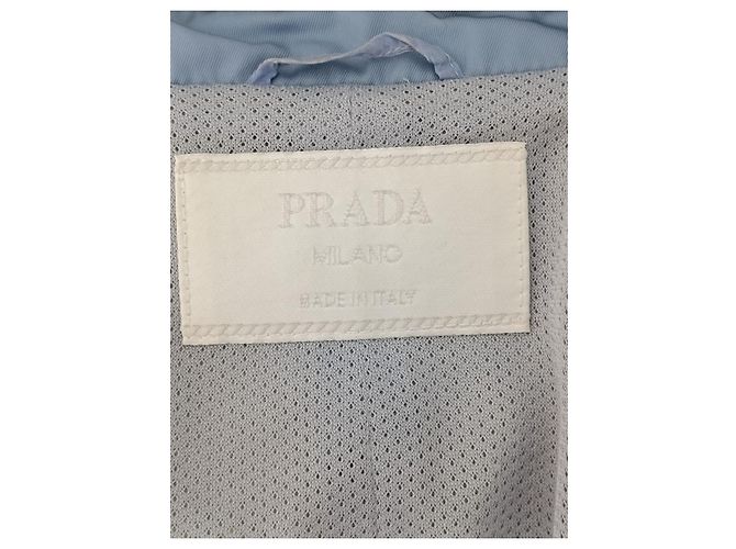 Prada Jacke aus Peyton Leder und Nylon hellblau - Ansicht 5