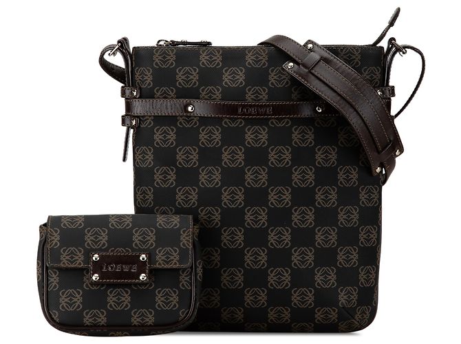 LOEWE Borsa a tracolla in tela nera con anagramma - vista 15
