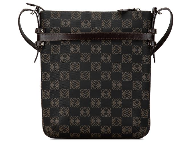 LOEWE Borsa a tracolla in tela nera con anagramma - vista 3