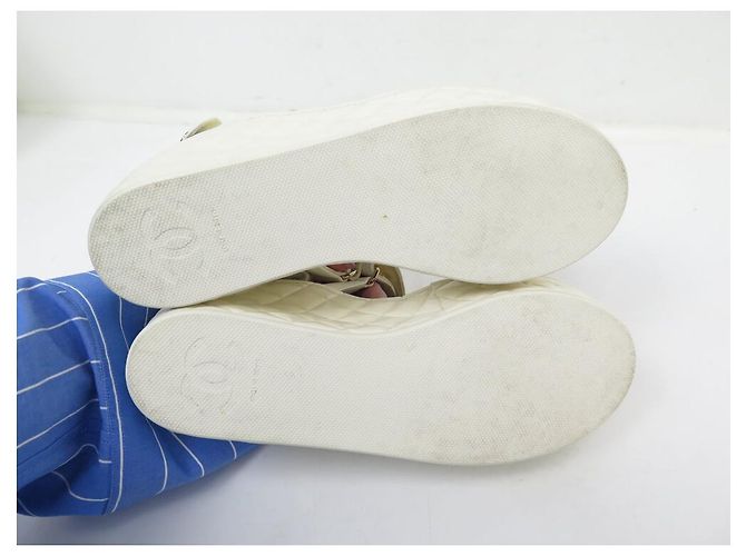 SCARPE CHANEL DAD G37455 SANDALI CON TACCO 38 CUOIO BIANCO ROTTO - vista 6