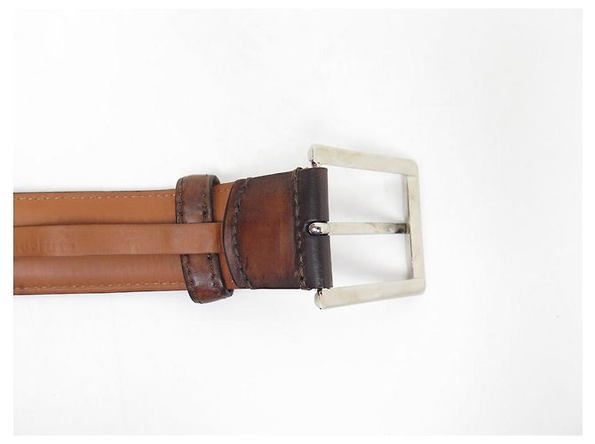BERLUTI GASPARD BELT IN BROWN LEATHER WITH SCAR PATTERN T90 + POUCH - view 6