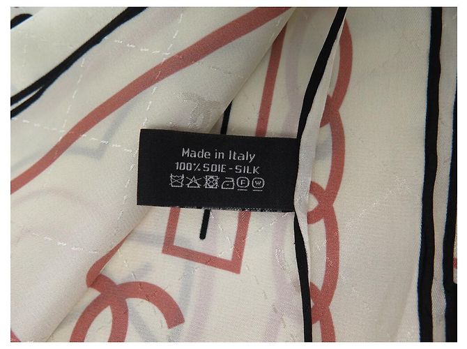 BUFANDA CHANEL LOGO CC 31 RUE CAMBON 90 CM SEDA ECRU Crudo - vista 10