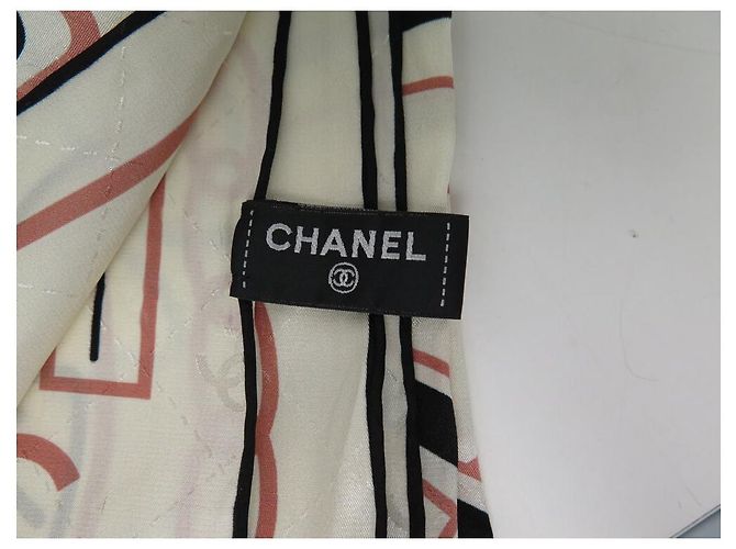 BUFANDA CHANEL LOGO CC 31 RUE CAMBON 90 CM SEDA ECRU Crudo - vista 9