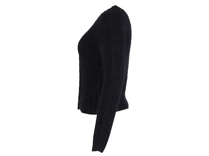 Cardigan in mohair nero con bottone in cristallo Erdem Vanessa - vista 2