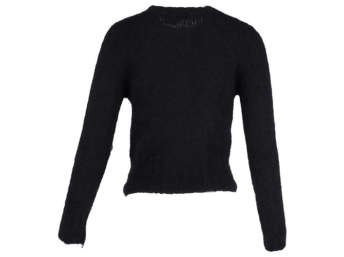Cardigan in mohair nero con bottone in cristallo Erdem Vanessa - vista 3