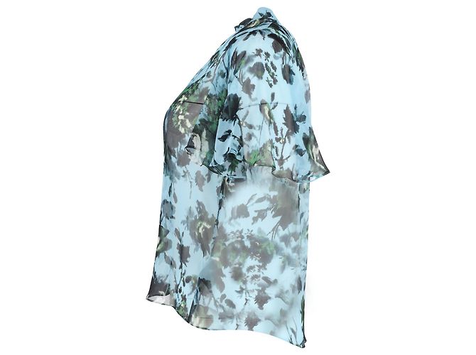 Blusa in georgette con stampa floreale Erdem Caprice in seta azzurra - vista 2