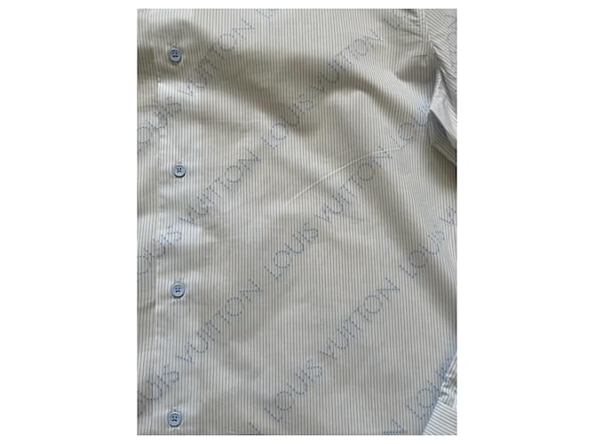 Camicia Louis Vuitton Monogramma in cotone bianca e blu Bianco - vista 2