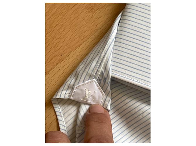 Camicia Louis Vuitton Monogramma in cotone bianca e blu Bianco - vista 4