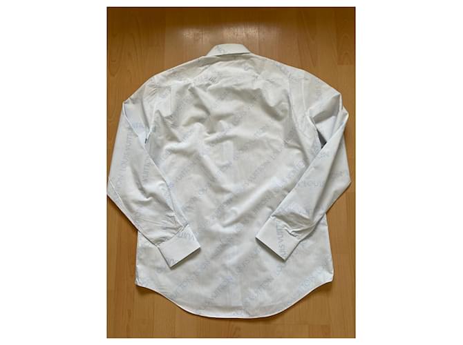 Camicia Louis Vuitton Monogramma in cotone bianca e blu Bianco - vista 5
