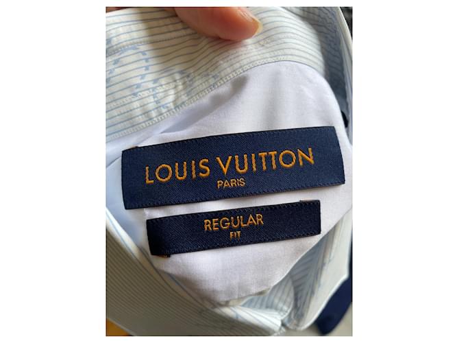 Camicia Louis Vuitton Monogramma in cotone bianca e blu Bianco - vista 6