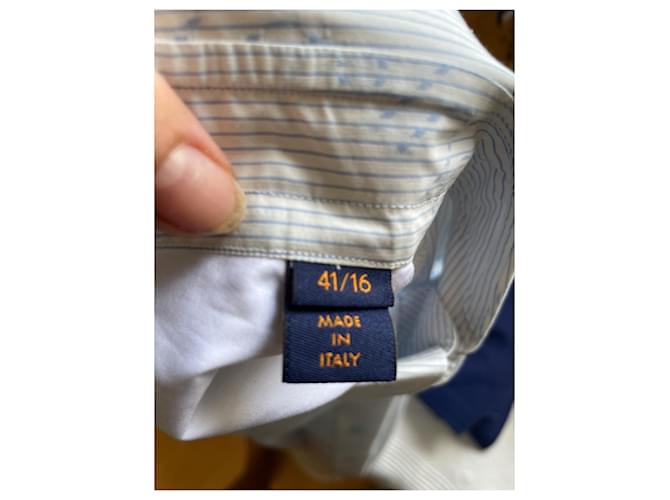 Camicia Louis Vuitton Monogramma in cotone bianca e blu Bianco - vista 7
