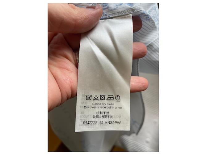 Camicia Louis Vuitton Monogramma in cotone bianca e blu Bianco - vista 8
