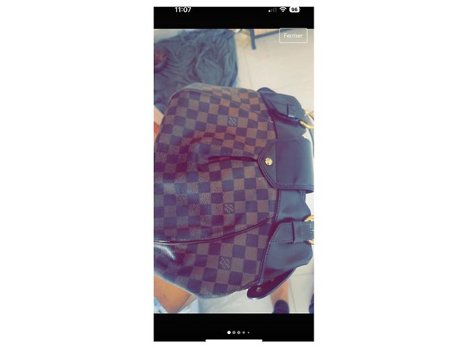 Sistina Borsa a mano Louis Vuitton Sistine in pelle marrone chiaro e scuro Marrone scuro - vista 3