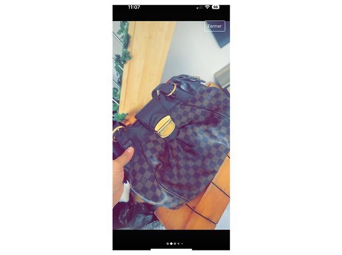 Sistina Borsa a mano Louis Vuitton Sistine in pelle marrone chiaro e scuro Marrone scuro - vista 5