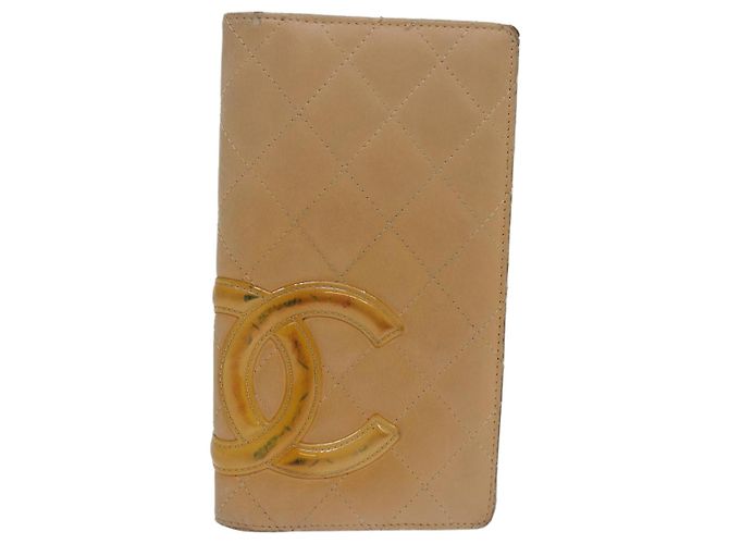 CHANEL Línea Cambon Monedero Largo de Cuero Beige CC Auth bs16763 - vista 13