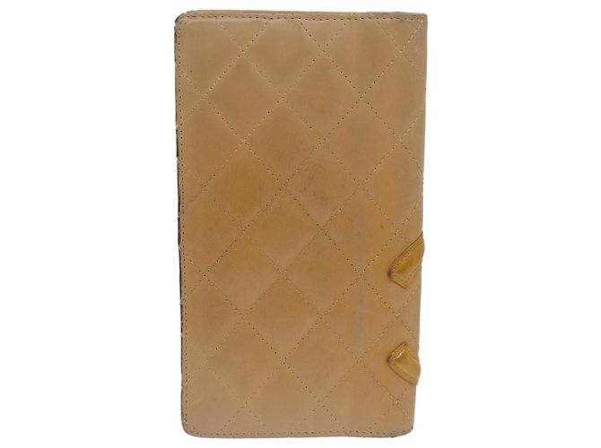 CHANEL Línea Cambon Monedero Largo de Cuero Beige CC Auth bs16763 - vista 2