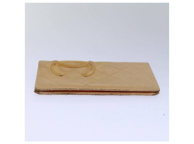 CHANEL Línea Cambon Monedero Largo de Cuero Beige CC Auth bs16763 - vista 3