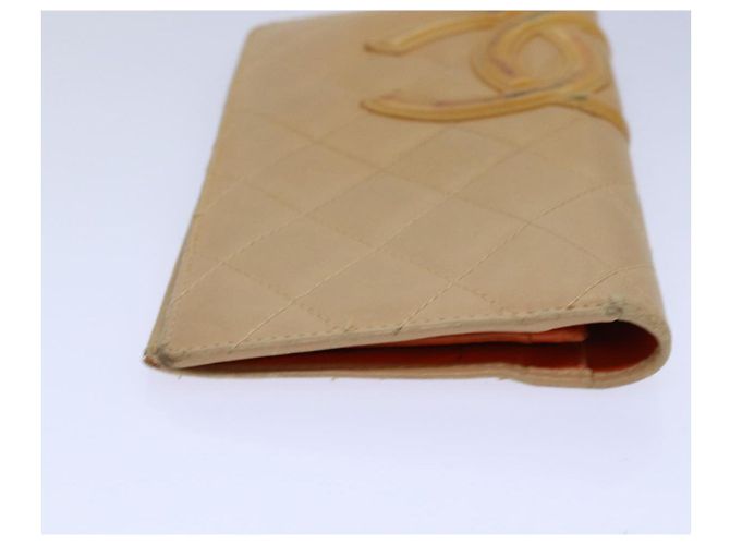 CHANEL Línea Cambon Monedero Largo de Cuero Beige CC Auth bs16763 - vista 5