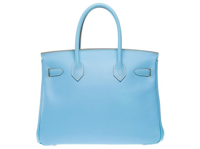 Hermès Sac HERMES Birkin 30 en Cuir Bleu - 102089 - vue 4