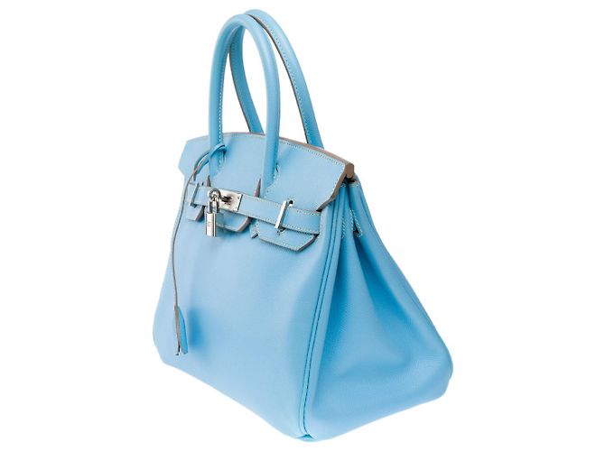 Hermès Sac HERMES Birkin 30 en Cuir Bleu - 102089 - vue 5