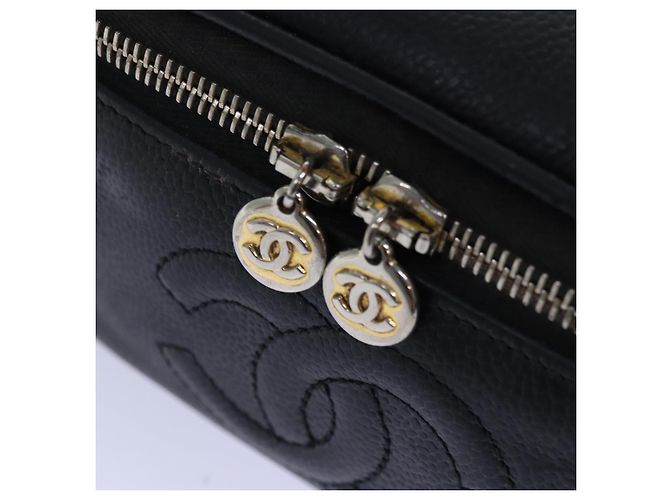 Vanity CHANEL COCO Marca Pochette Cosmetica Pelle Caviar Nera CC Auth bs16727 Nero - vista 8