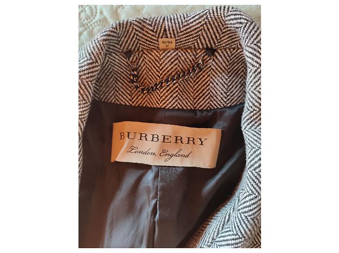 Burberry Herringbone Jacke Schwarz Weiß Wolle und Polyester - Ansicht 5