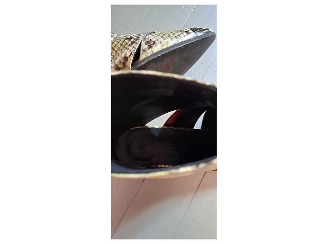 Autre Marque Python Print Patent Leather Ankle Boots Sage Green Black 38 - view 9
