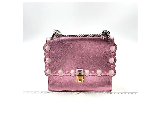 Borsa Fendi Kan I in pelle rosa - vista 2