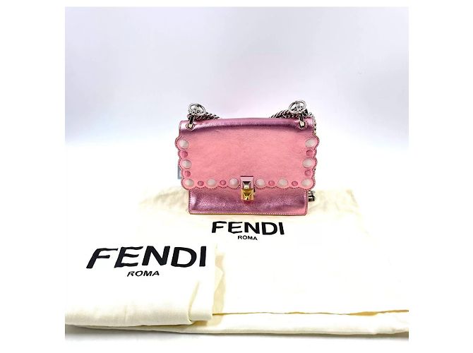 Borsa Fendi Kan I in pelle rosa - vista 4