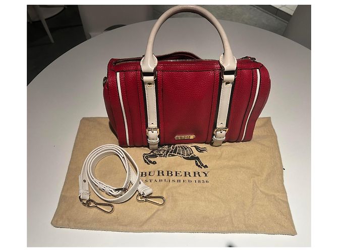 Borsa Burberry Speedy Rossa e Bianca in Pelle Rosso - vista 13