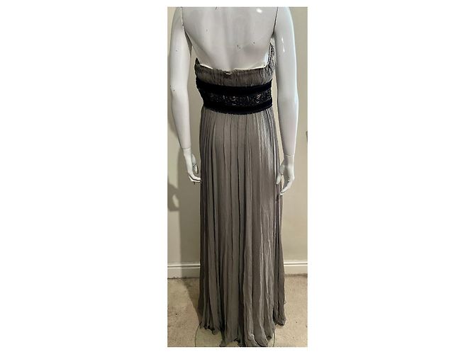 Marchesa Trägerloses Seiden- und Samtkleid für Göttinnen Schwarz Grau - Ansicht 4