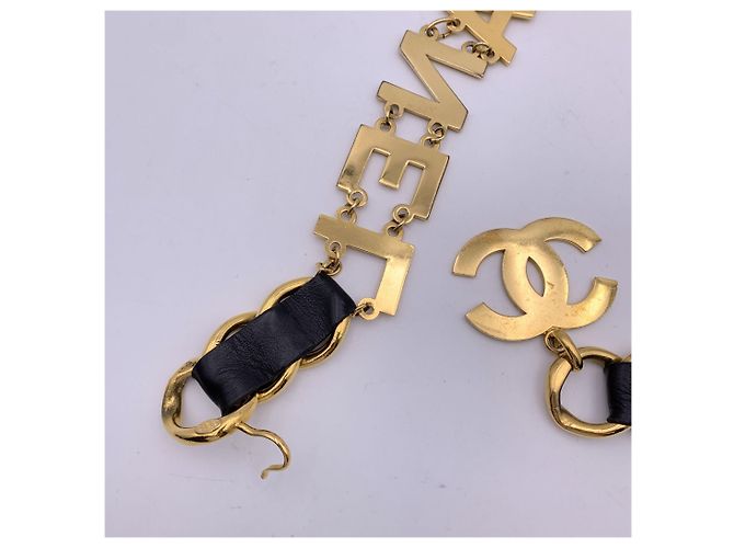 Chanel Selbstkette Coco aus seltenem Vintage-Goldmetall Golden - Ansicht 9