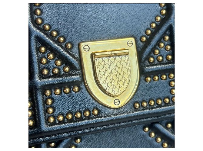 Clutch Diorama verticale in agnello con borchie Christian Dior Nero Gold hardware - vista 5