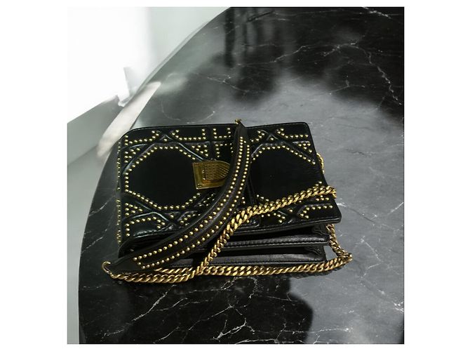 Clutch Diorama verticale in agnello con borchie Christian Dior Nero Gold hardware - vista 7