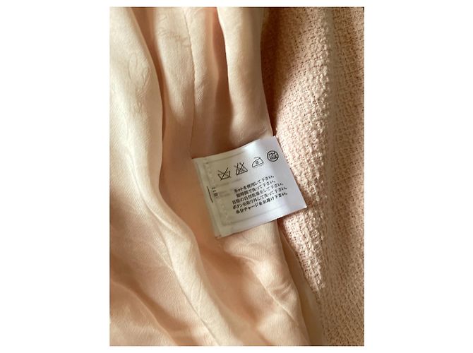 Cambon Abrigo de tweed de algodón con cuello alto y ribete rosa Chanel 2013C, botón CC 36 - vista 9