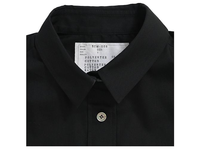 Sacai Luck Langärmliges Hemd von Sacai mit Knöpfen, Spitzenbesatz und Kordelzug aus schwarzem Polyester - Ansicht 4