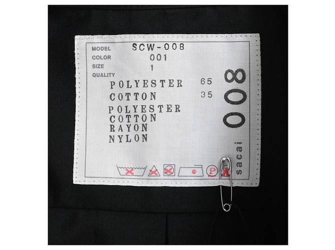 Sacai Luck Langärmliges Hemd von Sacai mit Knöpfen, Spitzenbesatz und Kordelzug aus schwarzem Polyester - Ansicht 5