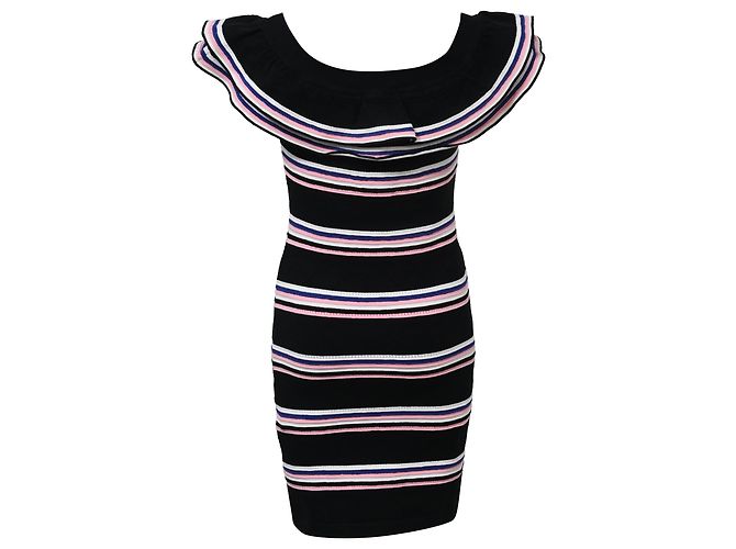 Abito a righe multicolore con volant MSGM Mini Friday Off-Shoulder in cotone - vista 3
