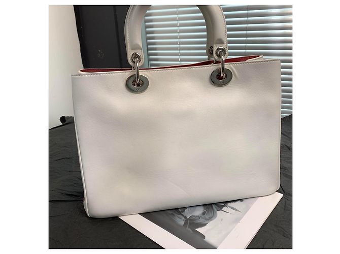 Borsa a mano Christian Dior Diorissimo in pelle bianca Bianco - vista 5