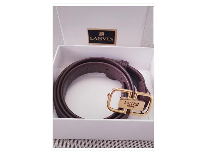Cinto Lanvin de couro e camurça marrom com fivela dourada Dourado - vista 6