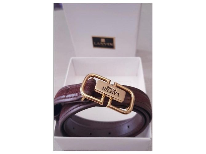 Cinto Lanvin de couro e camurça marrom com fivela dourada Dourado - vista 7