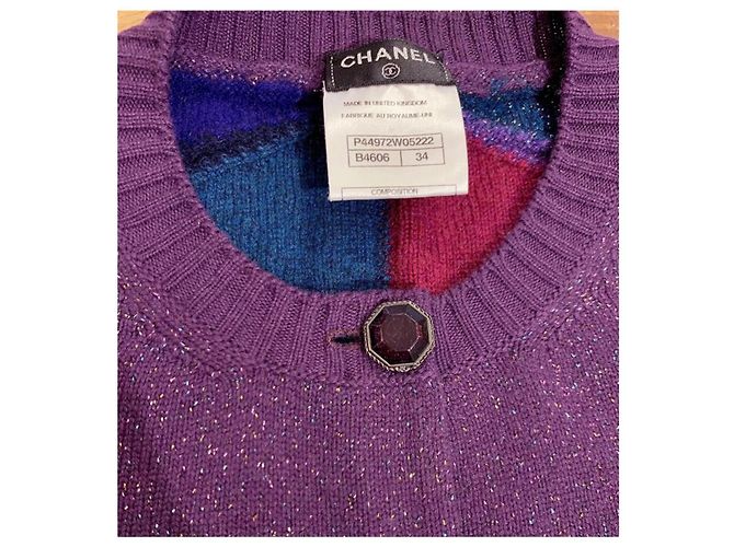 Chanel Cashmere-Cardigan im Cara Delevingne-Stil Lila - Ansicht 8