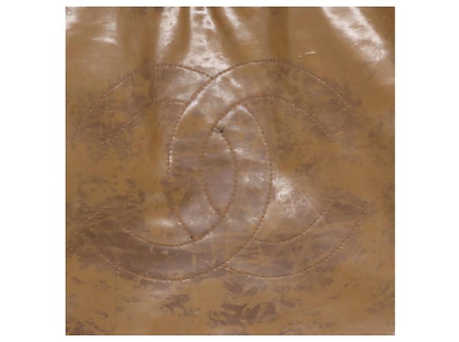 CHANEL COCO Borsa Tote in pelle lucida Beige CC Auth bs16858 - vista 14